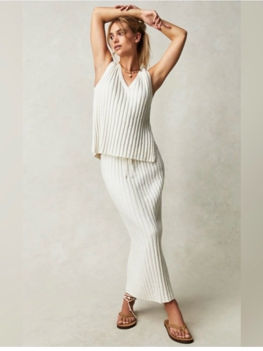 Free People  beach Cream Veda Sweater Set size XS